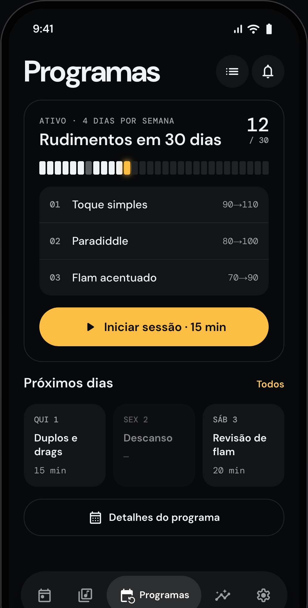 Um plano de estudo para cada dia.